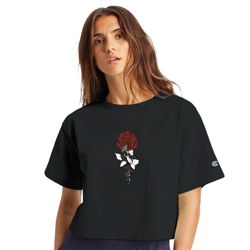 HEGEMON Cropped Tee Women's Cropped Heritage Crewneck T-Shirt | Champion T453W